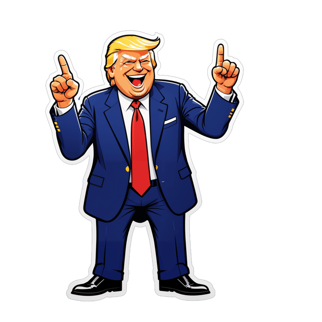 AI generated cartoon sticker for full body Donald Trump is laughing at you pointing the finger










