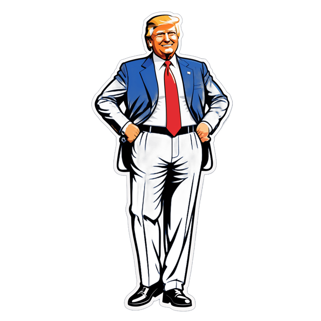 AI generated cartoon sticker for full body Donald Trump taxing the middle-class














