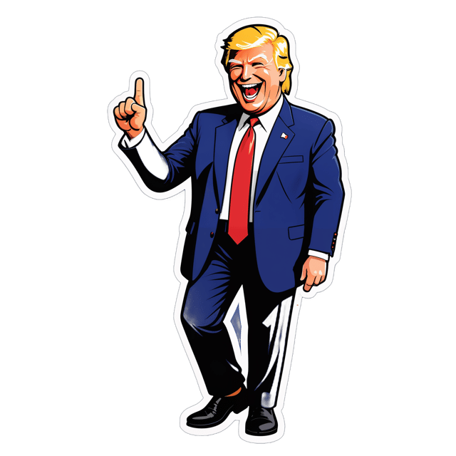 AI generated cartoon sticker for full body Donald Trump is laughing at you pointing the finger










