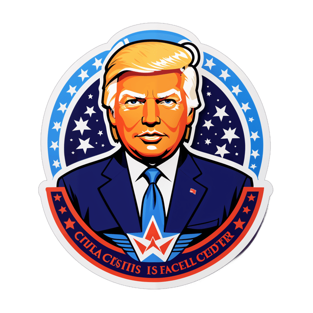 AI generated cartoon sticker for Donald Trump is a cult leader