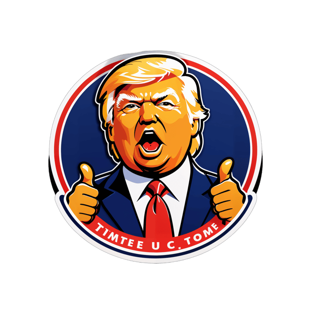 AI generated cartoon sticker for Donald Trump in a seal pointing at you


