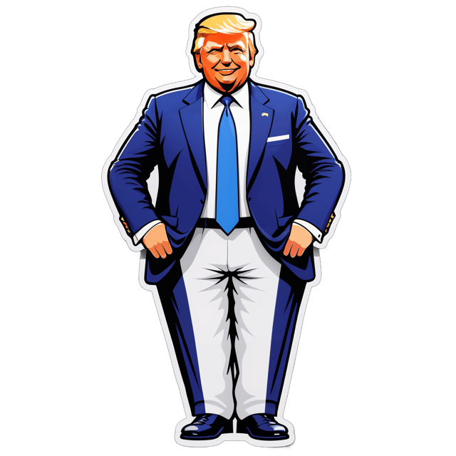 AI generated cartoon sticker for full body Donald Trump + high taxes















