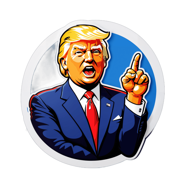 AI generated cartoon sticker for Donald Trump in a seal pointing at you


