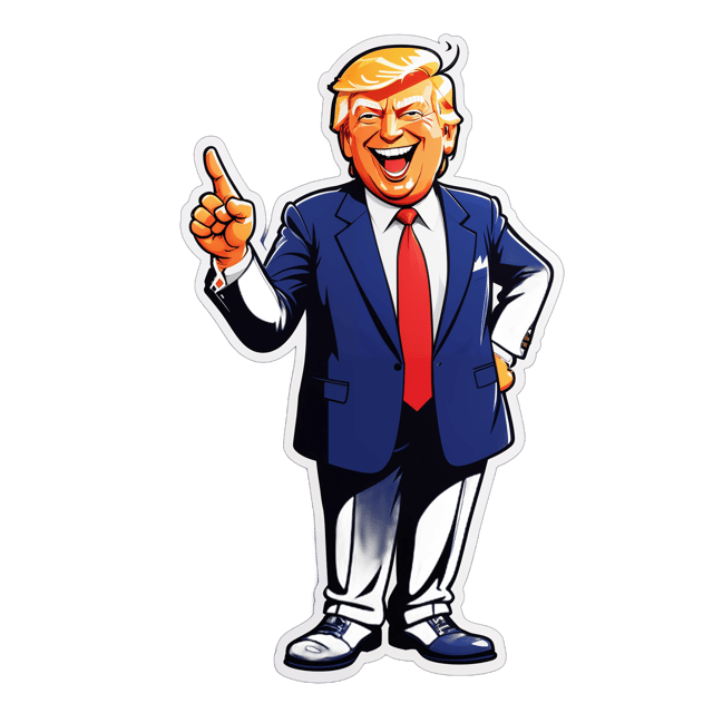 AI generated cartoon sticker for full body Donald Trump is laughing at you pointing the finger










