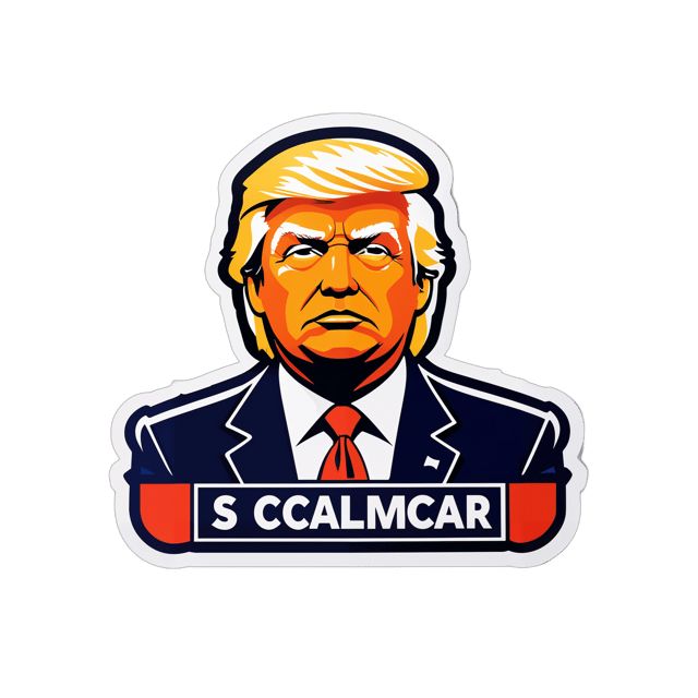 AI generated cartoon sticker for Donald Trump is a criminal
















