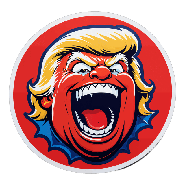 AI generated cartoon sticker for DONALD TRUMP EVIL LAUGH IN A SEAL

