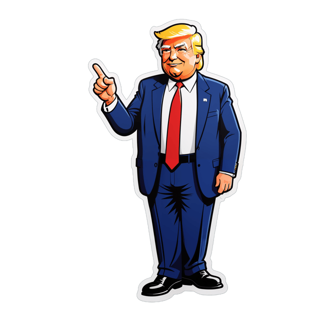 AI generated cartoon sticker for full body Donald Trump taxing the middle-class














