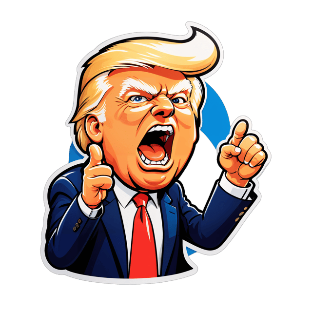 AI generated cartoon sticker for Donald Trump yelling at his supporters






