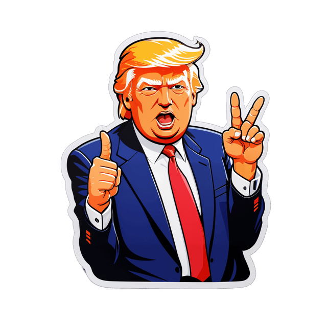 AI generated cartoon sticker for Donald Trump flipping the middle finger


