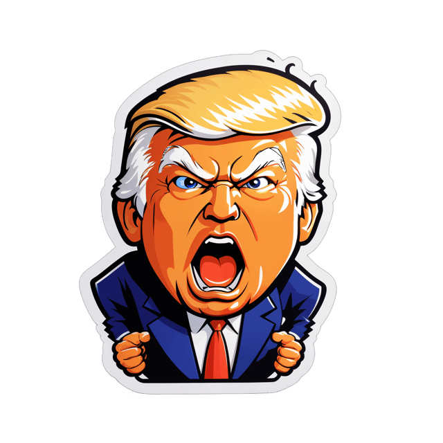 AI generated cartoon sticker for Donald Trump yelling

