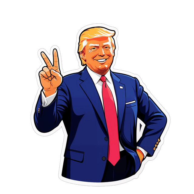 AI generated cartoon sticker for Donald Trump flipping you off



