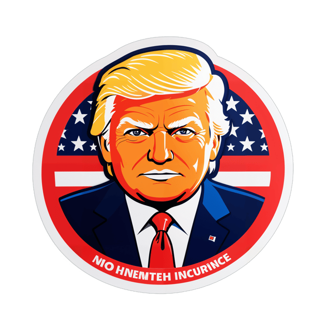 AI generated cartoon sticker for Donald Trump + no health insurance




