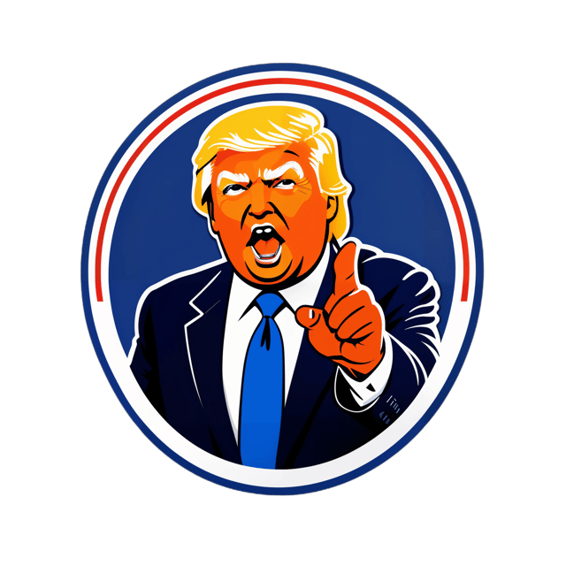 AI generated cartoon sticker for Donald Trump in a seal pointing at you


