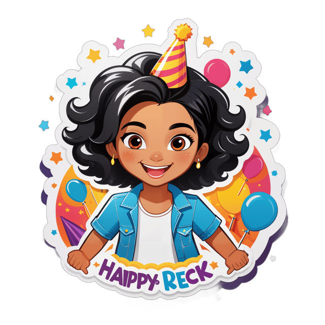 AI generated cartoon sticker for Happy birthday Medha 
You rock 