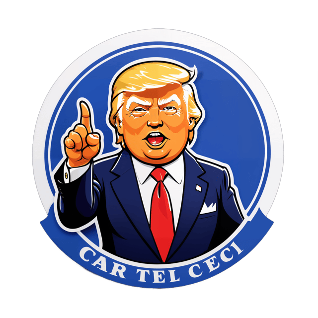 AI generated cartoon sticker for Donald Trump in a seal pointing at you


