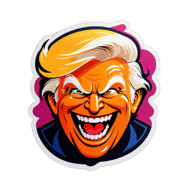 AI generated cartoon sticker for DONALD TRUMP EVIL LAUGH
