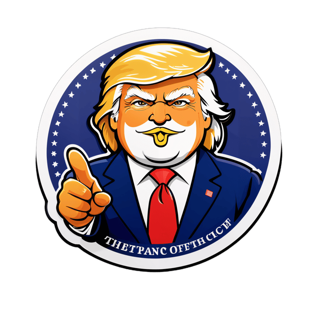 AI generated cartoon sticker for Donald Trump in a seal pointing at you


