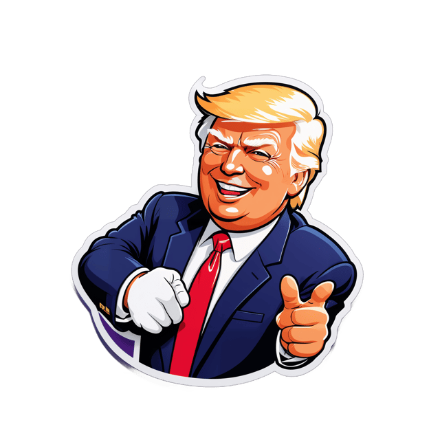 AI generated cartoon sticker for Donald Trump flipping you off



