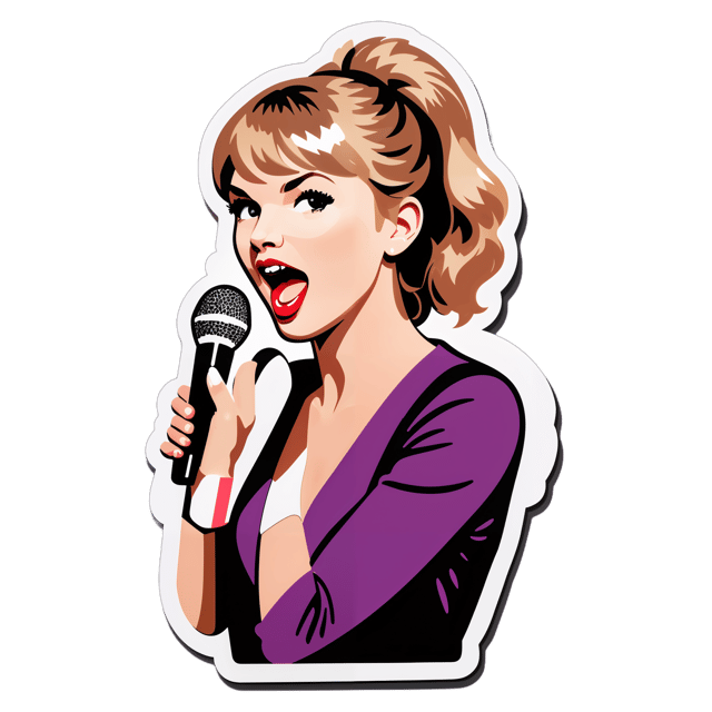 AI generated cartoon sticker for Taylor Swift singing