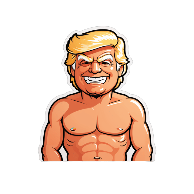 AI generated cartoon sticker for naked trump. 