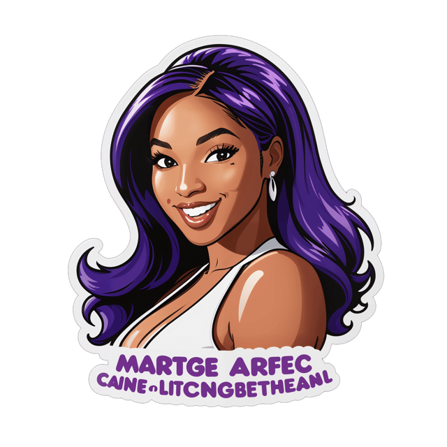 AI generated cartoon sticker for Meghan thee Stallion saying Happy Birthday George