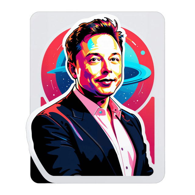 AI generated cartoon sticker for elon musk