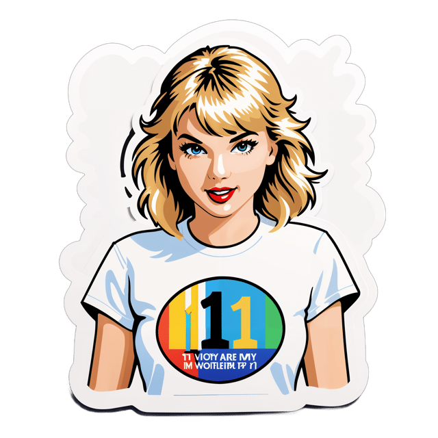 AI generated cartoon sticker for Taylor Swift with 'Ivory are my #1' tshirt