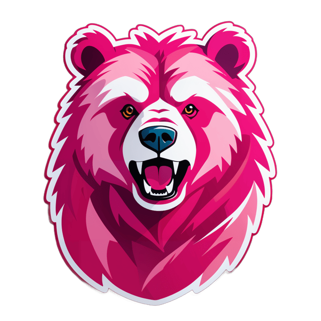 AI generated cartoon sticker for Grizzly Bear Pink 
