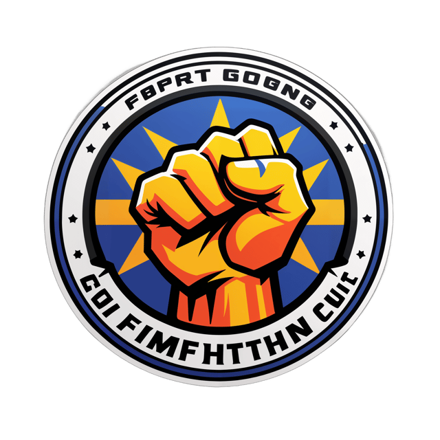 AI generated cartoon sticker for Logo of  a fist for a fighting gym