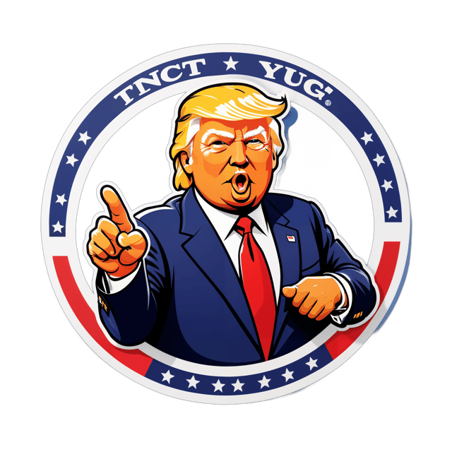 AI generated cartoon sticker for Donald Trump in a seal pointing at you
