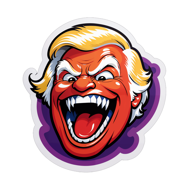 AI generated cartoon sticker for DONALD TRUMP EVIL LAUGH IN A SEAL

