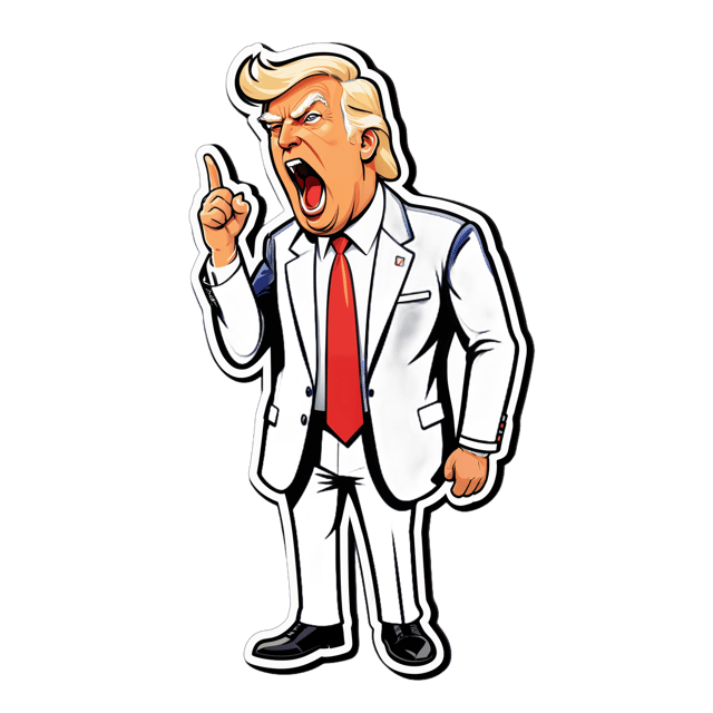 AI generated cartoon sticker for Donald Trump yelling at his supporters






