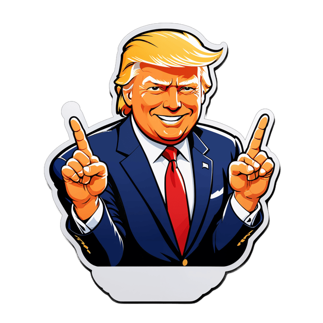 AI generated cartoon sticker for Donald Trump flipping the middle finger


