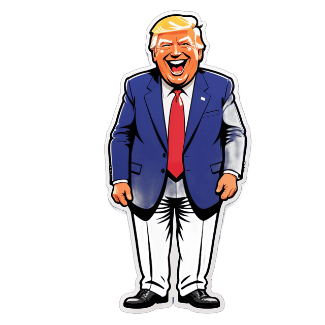 AI generated cartoon sticker for full body Donald Trump is laughing at you









