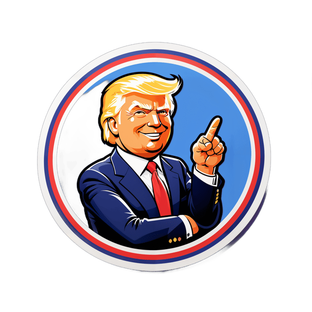 AI generated cartoon sticker for Donald Trump in a seal pointing at you
