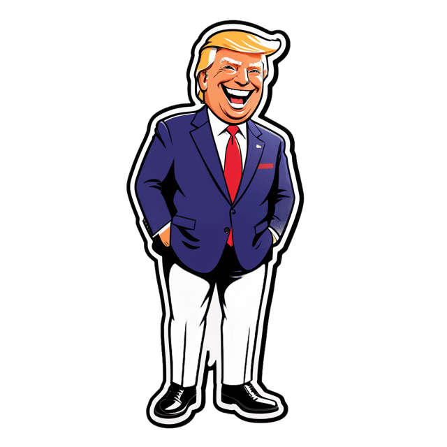 AI generated cartoon sticker for full body Donald Trump is laughing at you









