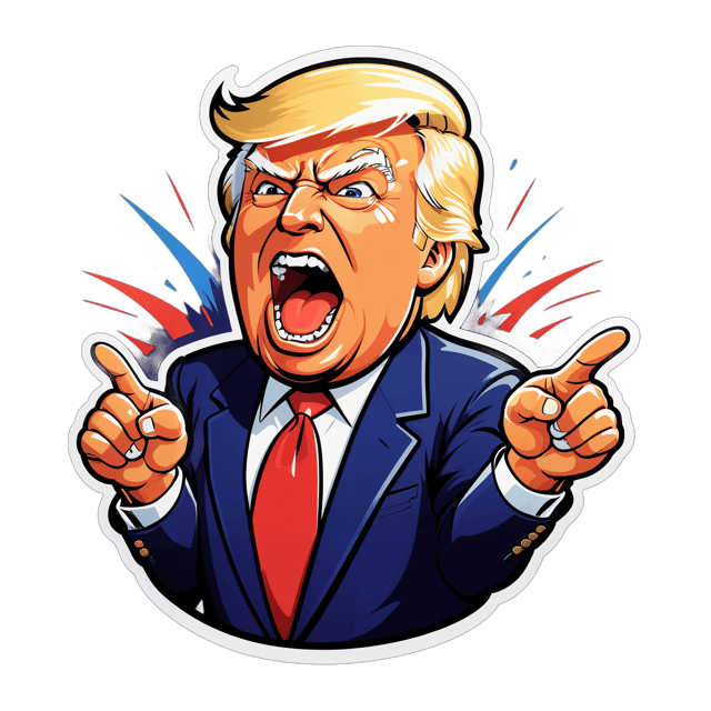 AI generated cartoon sticker for Donald Trump yelling at his supporters






