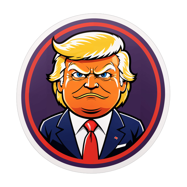 AI generated cartoon sticker for Donald Trump in a seal looking evil
