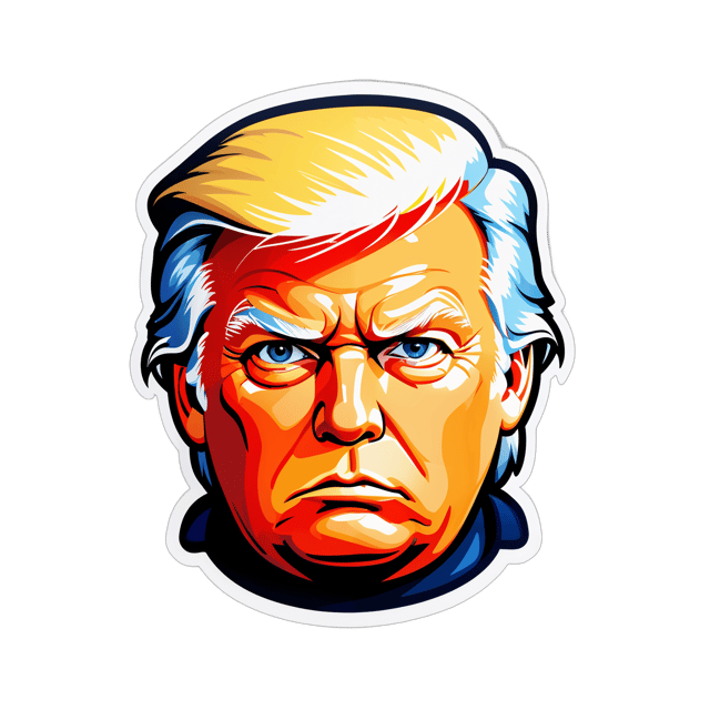 AI generated cartoon sticker for Donald Trump serious look