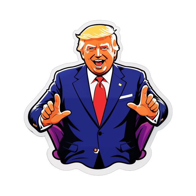 AI generated cartoon sticker for DONALD TRUMP TAKING ADVANTAGE OF OTHERS

