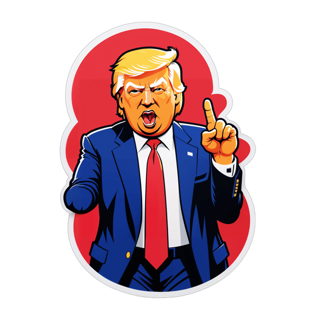 AI generated cartoon sticker for Donald Trump flipping his middle finger


