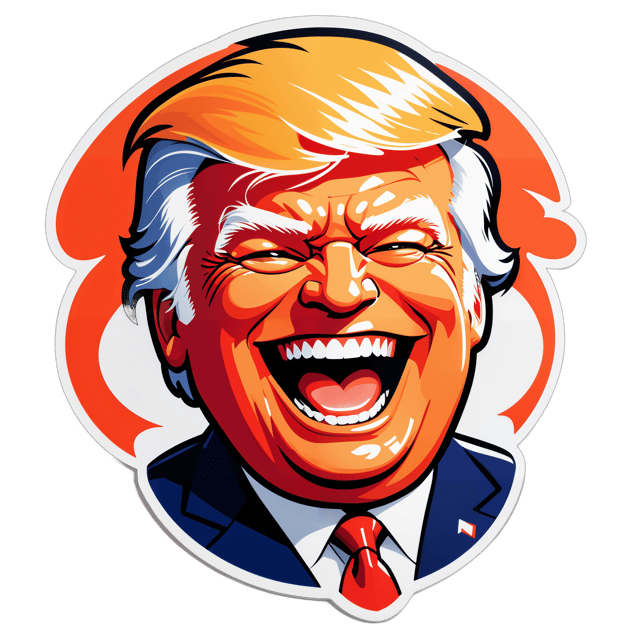 AI generated cartoon sticker for Donald Trump is laughing at you









