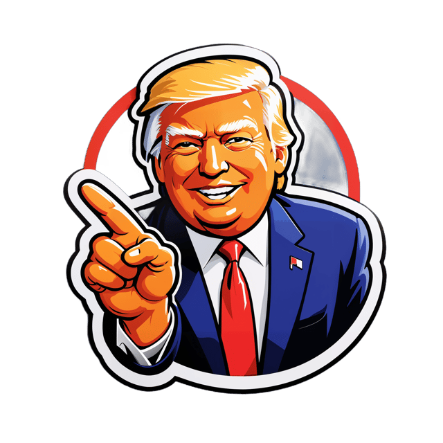 AI generated cartoon sticker for Donald Trump + giving you the bird 




