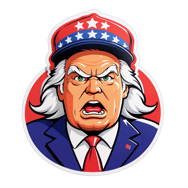 AI generated cartoon sticker for Trump Supporter looking stupid








