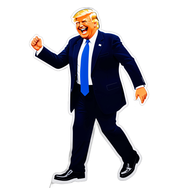 AI generated cartoon sticker for full body Donald Trump at the grocery store laughing














