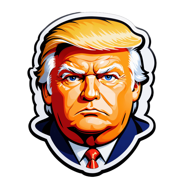 AI generated cartoon sticker for Donald Trump serious look