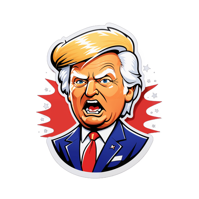 AI generated cartoon sticker for Donald Trump lunatic