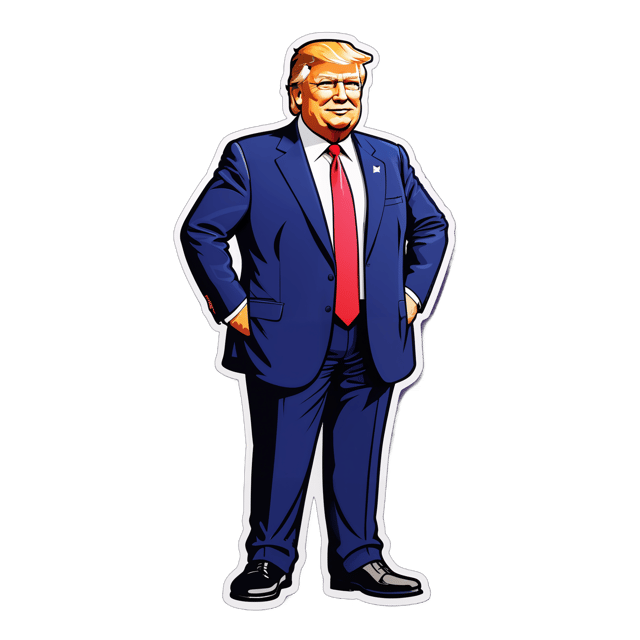 AI generated cartoon sticker for full body Donald Trump + high taxes















