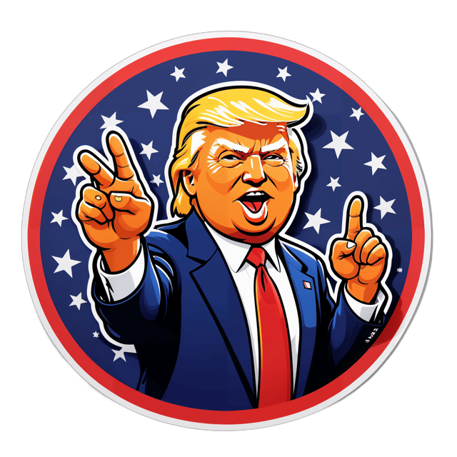 AI generated cartoon sticker for Donald Trump in a seal pointing at you


