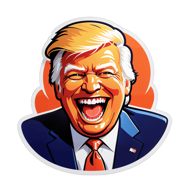 AI generated cartoon sticker for Donald Trump laughing at you









